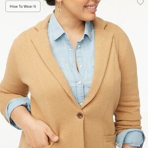 NWOT J Crew schoolboy sweater blazer 3X in tan (heather acorn)
